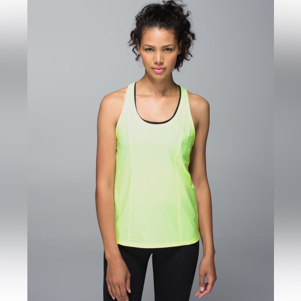 Lululemon Lightened Up Singlet Tank in Clear Mint Neon Green